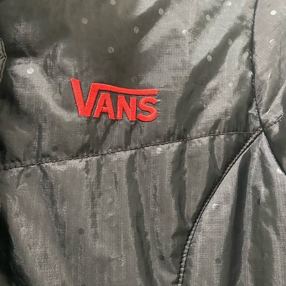 VANS Jacket Black Polka Dots on Black Jacket with Red Details, Small - Picture 3 of 9